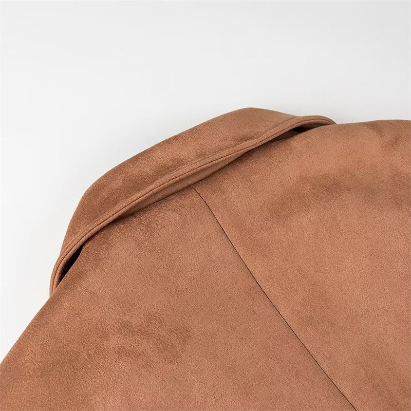Elegant Women's Double-Breasted Wool Coat