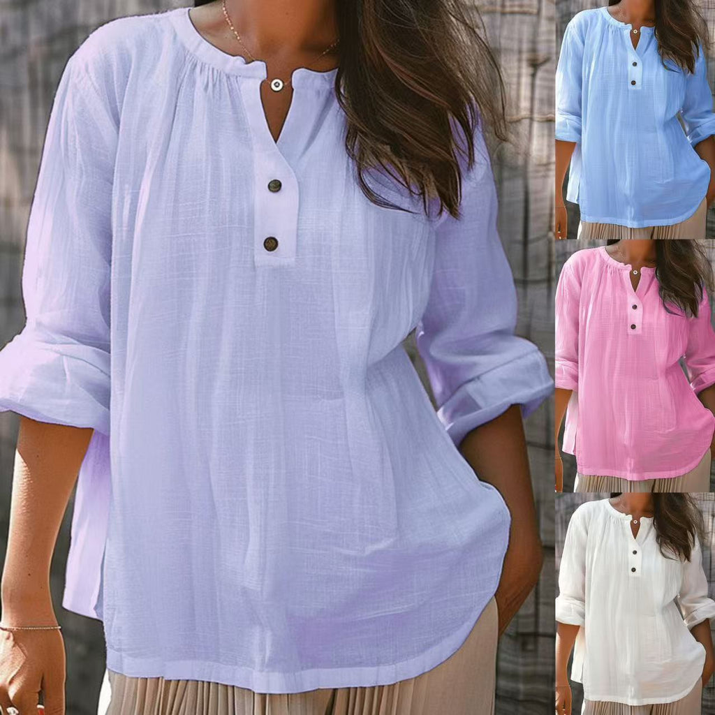 Casual Women's Blouse with Button Placket