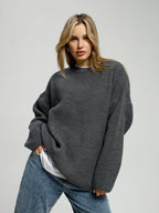 Women's Chunky Knit Comfort Sweater with Round Neckline