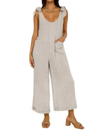 Women's Casual Jumpsuit with Adjustable Straps and Wide Leg