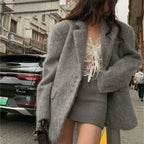 Elegant Velour Jacket with Classic Button Details