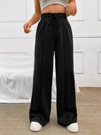 Elegant and Comfortable Casual Pants with Elastic Waistband and Wide Leg