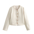 Women's Elegant Short Jacket with Textured Button Details