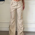 Women's Wide-Leg Cargo Pants with Side Pockets