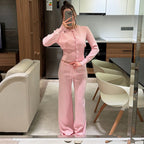 Women's Comfortable Knit Loungewear Set with Button Placket