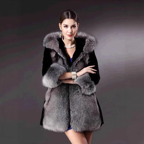 Women's Elegant and Warm Faux Fur Parka with Hood