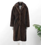 Women's Faux Fur Coat with Classic Lapel