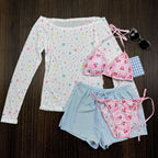 Women's Swimsuit Set with Playful Cherry Motif