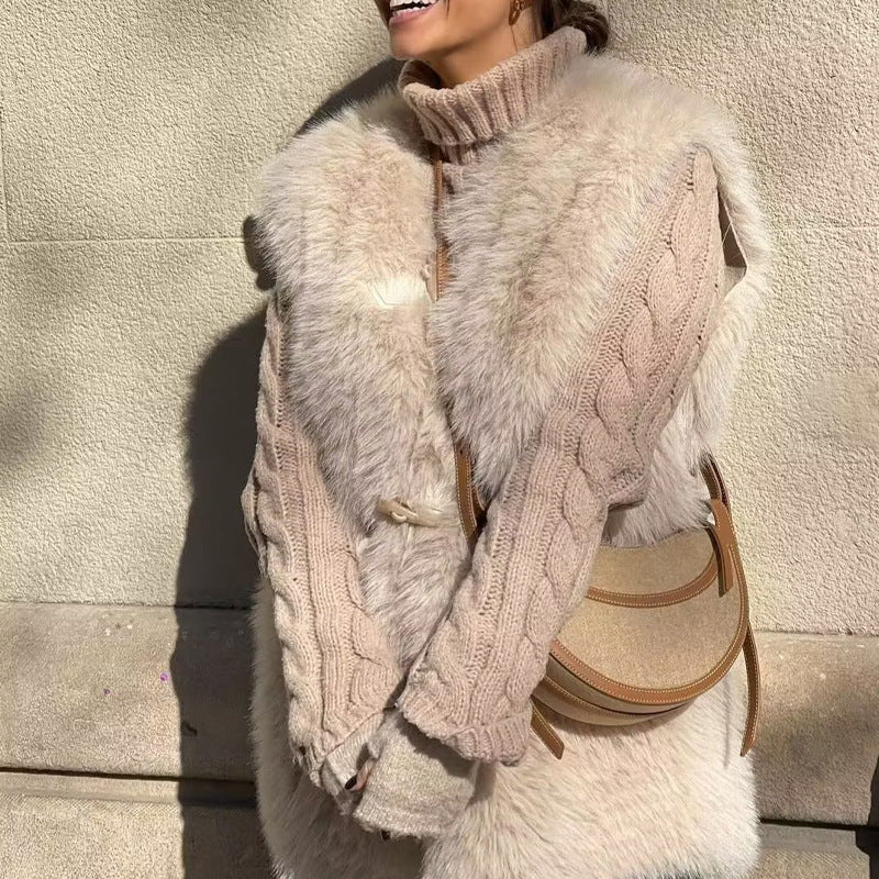 Women's Fluffy Vest with Sophisticated Buckles