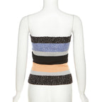 Women's Striped Bandeau Top with Decorative Buttons