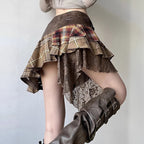 Women's Asymmetrical Wrap Skirt with Ruffle Details