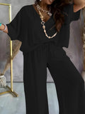 Women's Jumpsuit with Casual V-Neck and Wide Leg