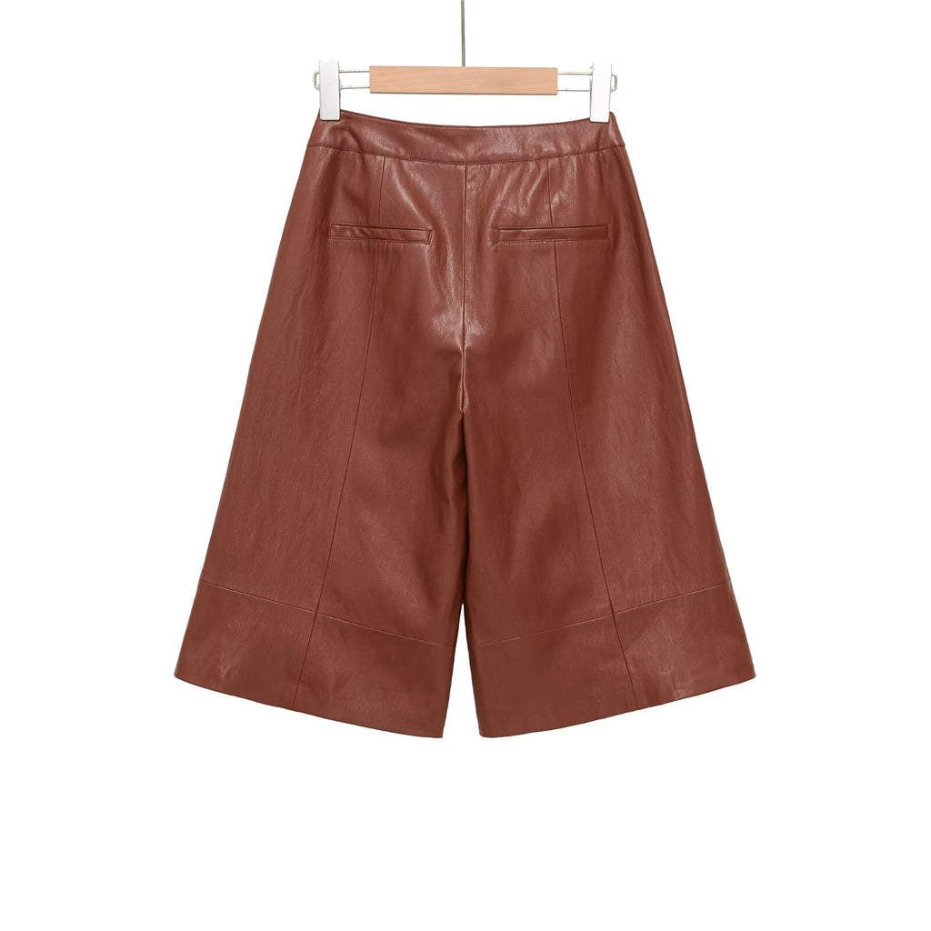 Women's Elegant Leather Culottes