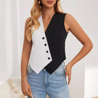 Women's Asymmetrical Vest-Style Shirt with Button Details