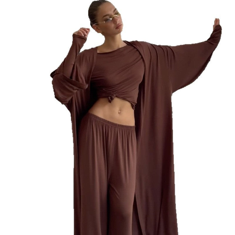 Women's Loungewear Combination with Wide-Cut Top and Wide Pants