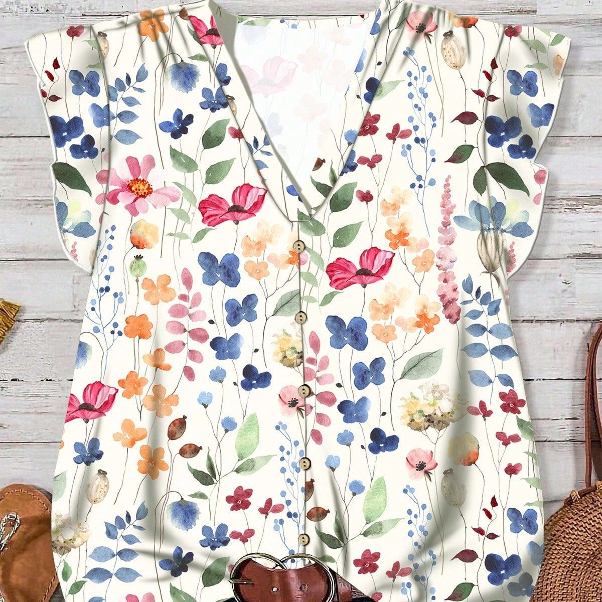 Women's Blouse with Floral Pattern