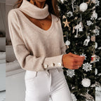 Elegant Sweater with High-Quality Neckline and Chic Snap Buttons
