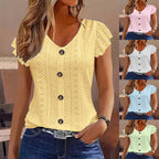 Women's Ruffled Blouse with Button Closure