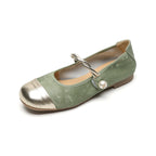 Women's Ballet Flats with Elegant Strap and Fashionable Pearl Jewelry