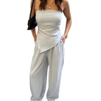 Women's Elegant Strapless Jumpsuit with Asymmetric Design