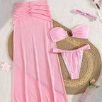 Women's Bandeau Bikini with Flowing Maxi Skirt