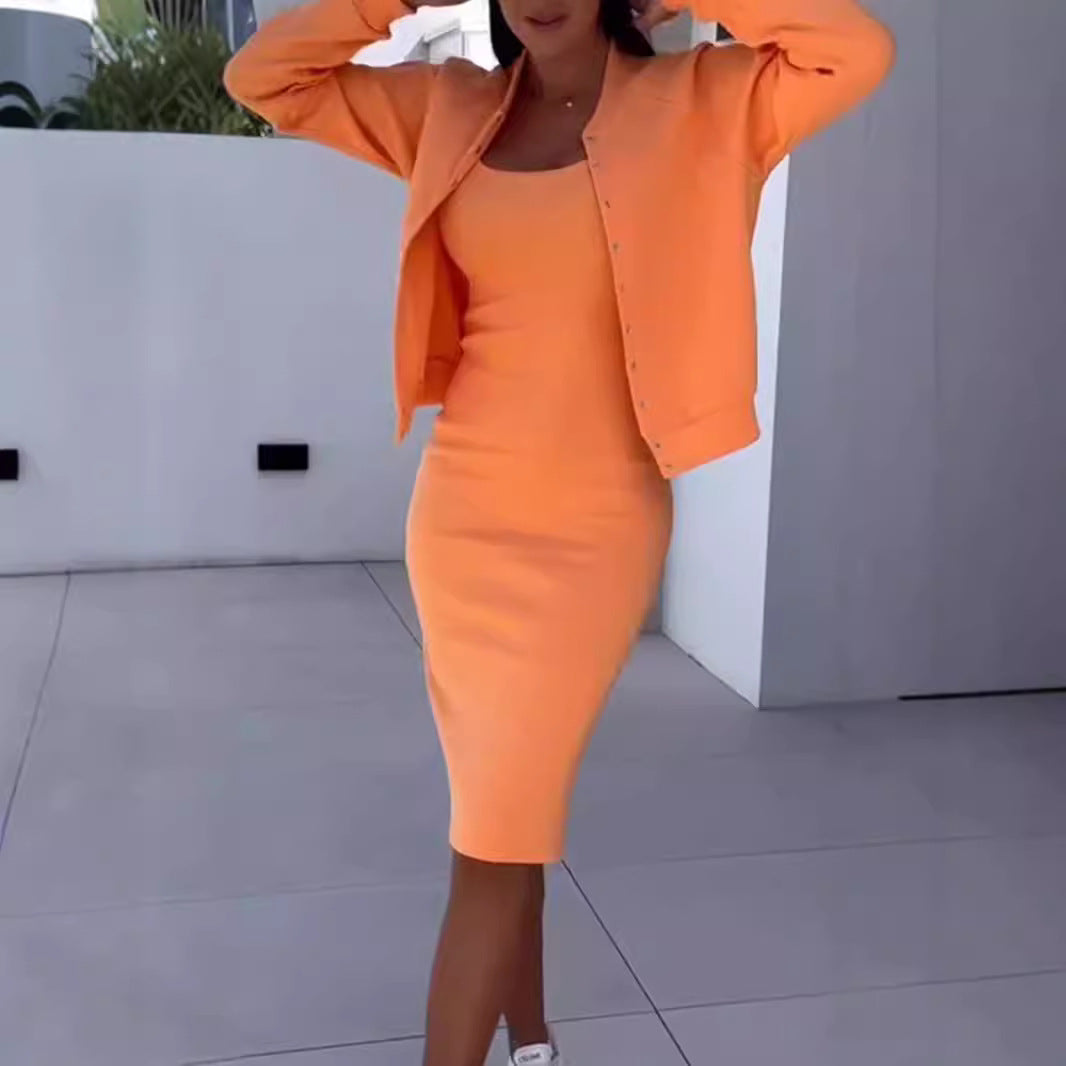 Women's Fashionable Sweat Dress and Jacket Set