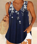 Women's Sleeveless Floral V-Neck Blouse