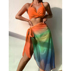 Women's Swimsuit Set with Colorful Wrap Skirt and Comfortable Top