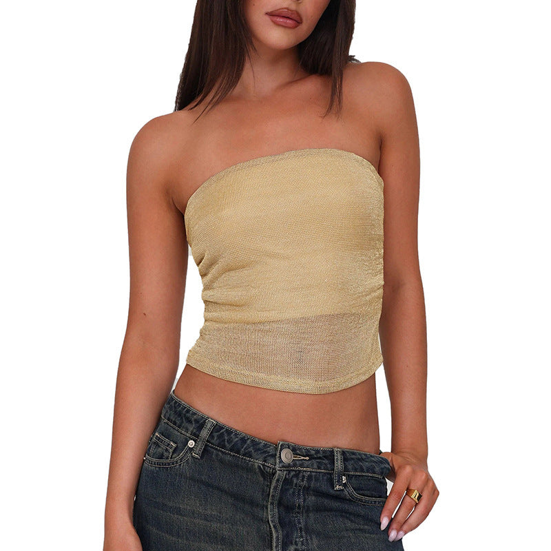 Women's Bandeau Top in Textured Elastic Fabric