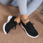 Women's Breathable Athletic Sneakers with Elastic Mesh Upper