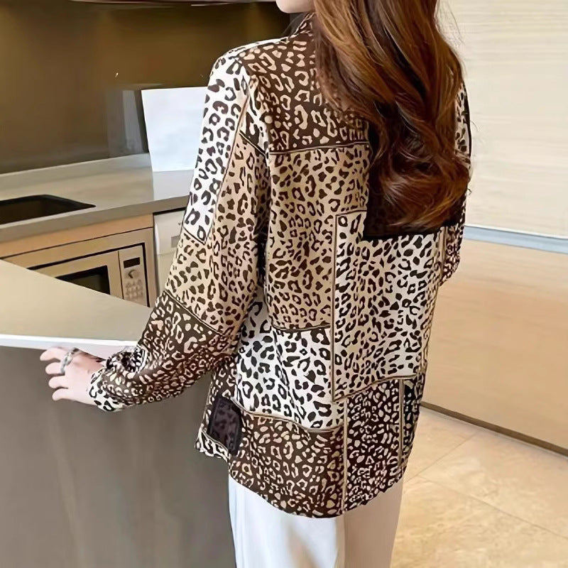 Women's Leopard Print Long-Sleeve Shirt