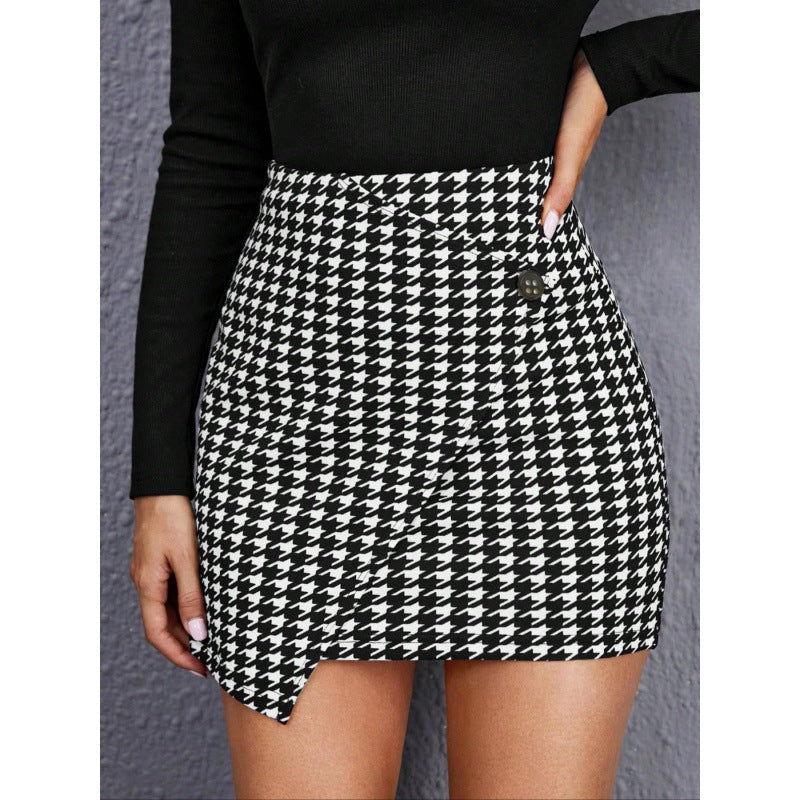 Women's Asymmetrical Button-Detail Mini Skirt