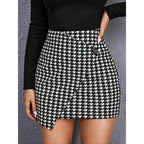 Women's Asymmetrical Button-Detail Mini Skirt