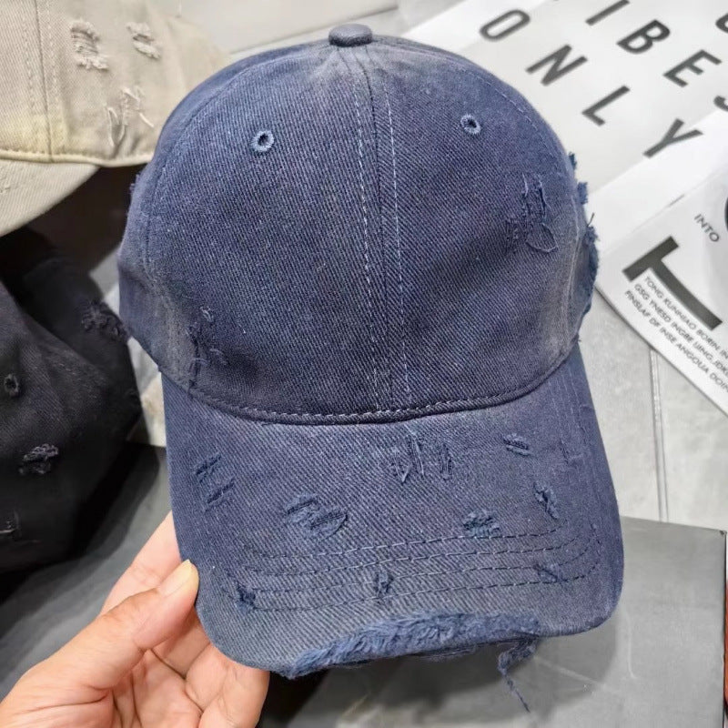 Men's Distressed Denim Baseball Cap