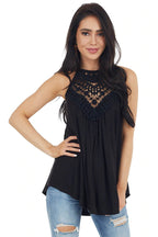Women's Sleeveless Lace Top with Ruffle Details