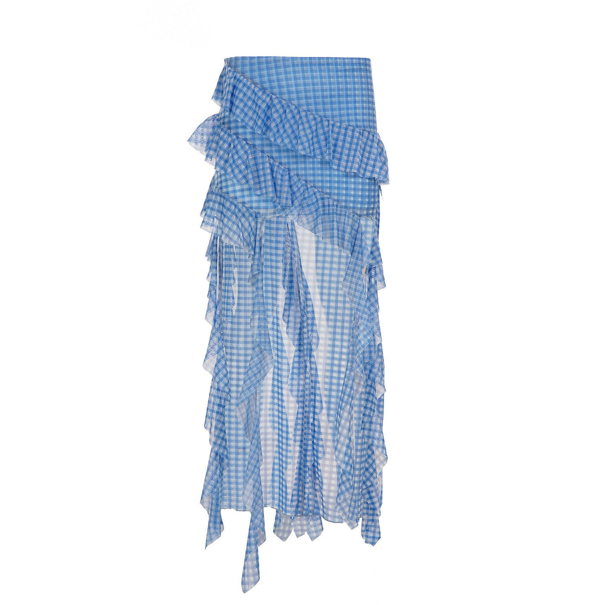 Women's Maxi Skirt with Ruffle Details and Gingham Pattern