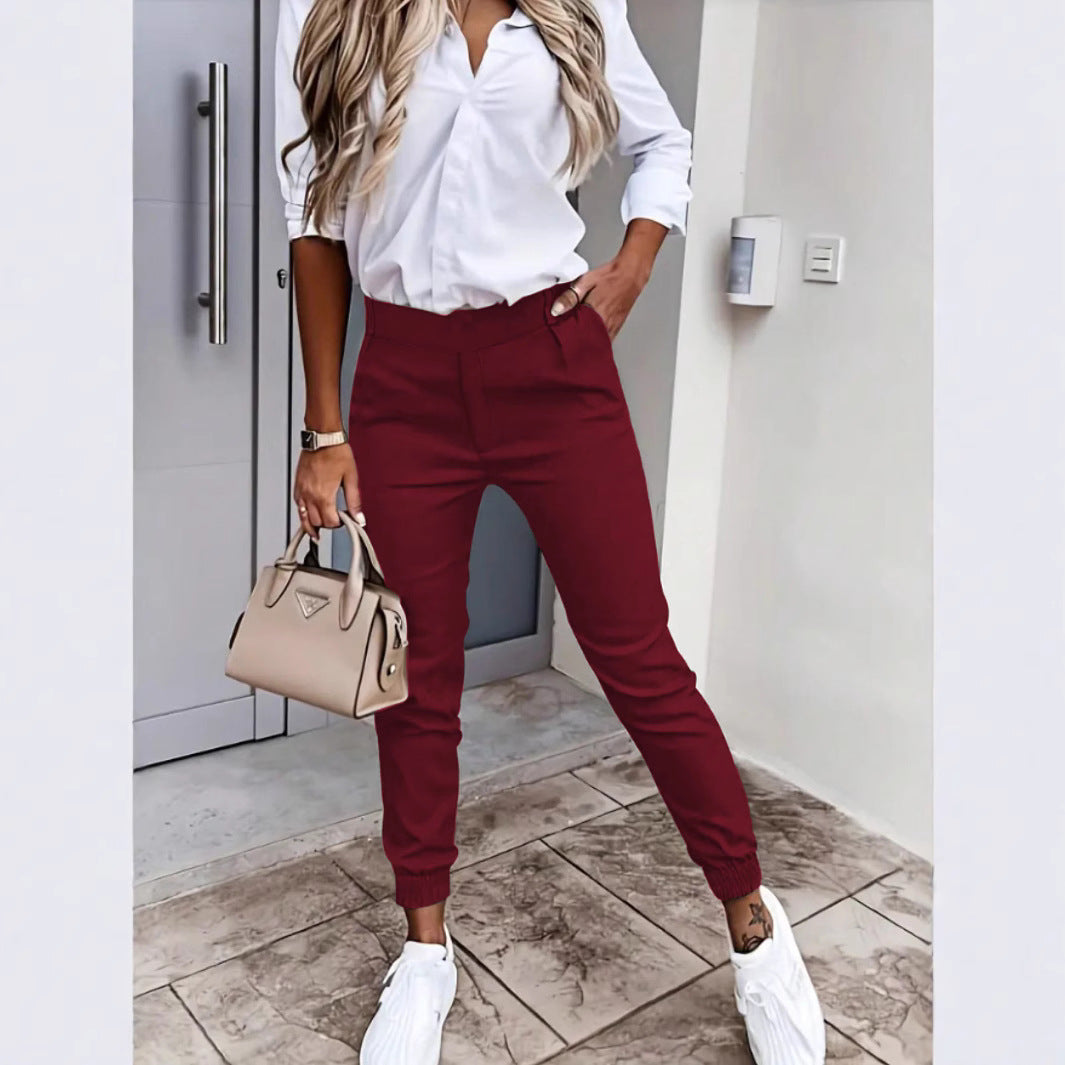 Women's Comfortable Chino Pants with Elastic Waist