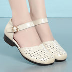 Women's Ballet Flats with Cut-Out Pattern and Adjustable Strap