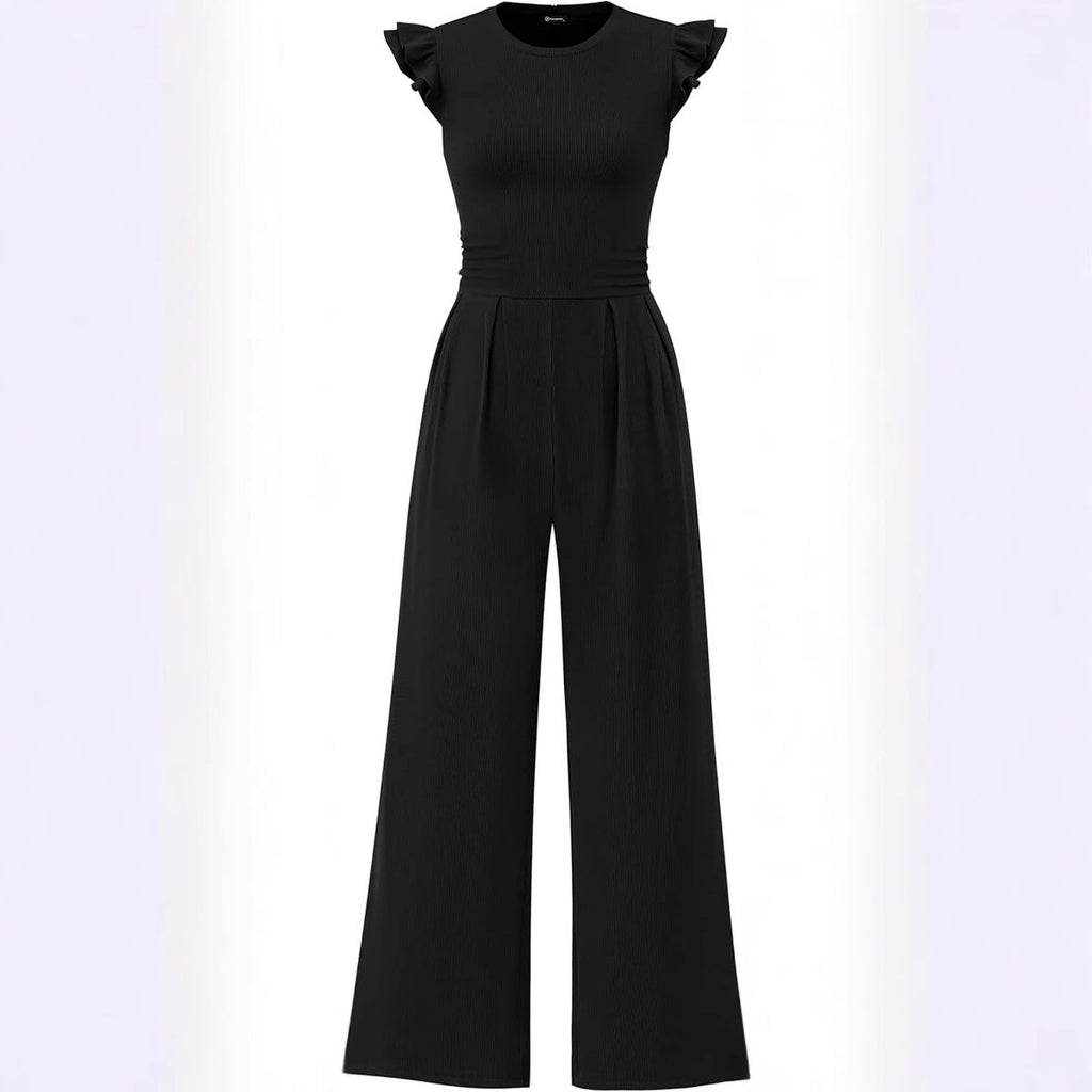 Elegant Women's Jumpsuit with Puff Sleeves and Wide Leg