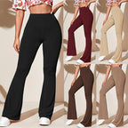 Women's Elegant Loose Flared Pants with Ribbed Texture