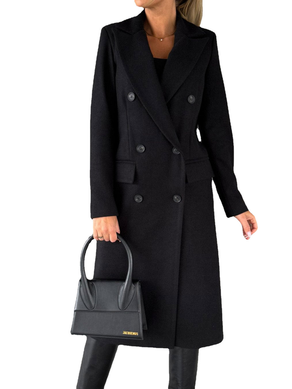 Elegant Double-Breasted Trench Coat with Pockets