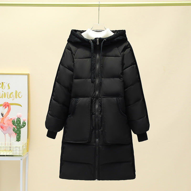 Women's Long Insulated Puffer Parka with Detachable Hood and Large Pockets