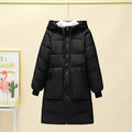 Women's Long Insulated Puffer Parka with Detachable Hood and Large Pockets