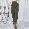 Women's Cargo Pants with Adjustable Waist and Side Pockets