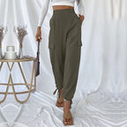 Women's Cargo Pants with Adjustable Waist and Side Pockets