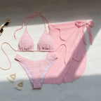 Women's Swimsuit Set with Lace Details and Wrap Skirt