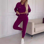 Women's Casual Jogging Suit with Chic Cut and Elastic Waistband
