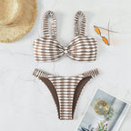 Women's Bandeau Bikini with Unique Pattern and Adjustable Straps