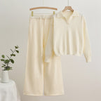 Women's Cozy Knit Loungewear Set with Wide-Cut Sweater and Pants