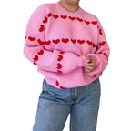 Cozy Women's Heart Pattern Sweater